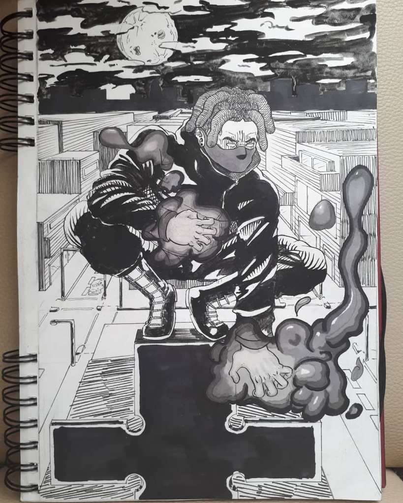 Zombieman OC in black ink