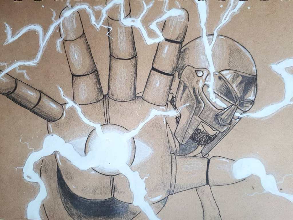 MF DOOM in black ink