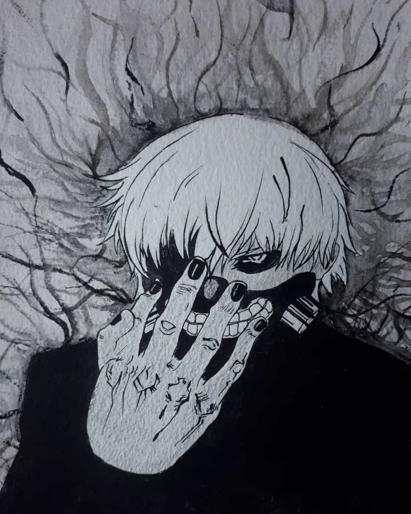 Kaneki Ken in black ink